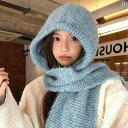 レディース 可愛い 帽子 韓国の 青い ニット 帽、 スカーフ、 女性の 冬の 耳あて、 暖かい ウールの 帽子、 冬の バラクラバ