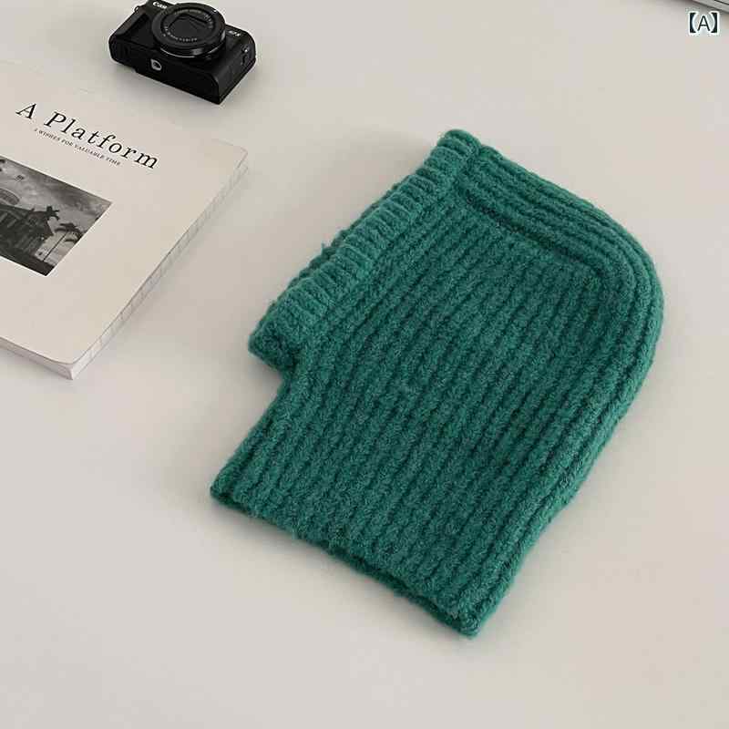 レディース カジュアル 帽子 韓国 スタイルの 秋と 冬 ニット 目出し帽 グリーン 暖かい ネック カバー 包 頭 帽子 ウール 帽子 首 保護 帽子