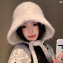 レディース カジュアル 帽子 韓国 版 バラクラバ 帽子 レディース 2024 秋 冬小 顔 ニット ウール 帽子 暖かい 耳 保護 帽子 トレンド|詳細画像
