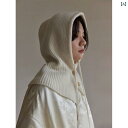 レディース 可愛い 帽子 秋 冬用 バラクラバ 帽子、 女性用、 冬用 首 回り 暖かい 耳 保護 帽子、 一 体型 スカーフ プルオーバー ニット ウール 帽子|詳細画像