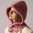 レディース 可愛い 帽子 頭 囲の 大きい バラクラバ 帽子、 アンカラ 赤 ワイン レッドの ネック スカーフ 帽子、 フード 付き スカーフが 一 体化|詳細画像