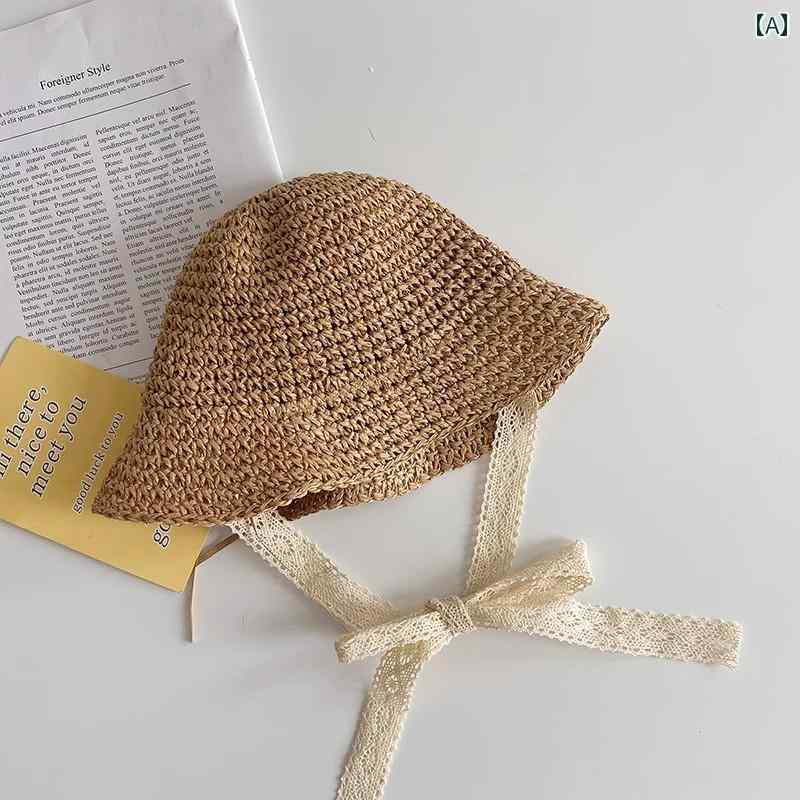子供用 帽子 麦わら 帽子 子供用 帽子 夏用 女児用 韓国 風 通 気性 麦わら 帽子 バケット ハット 子供..
