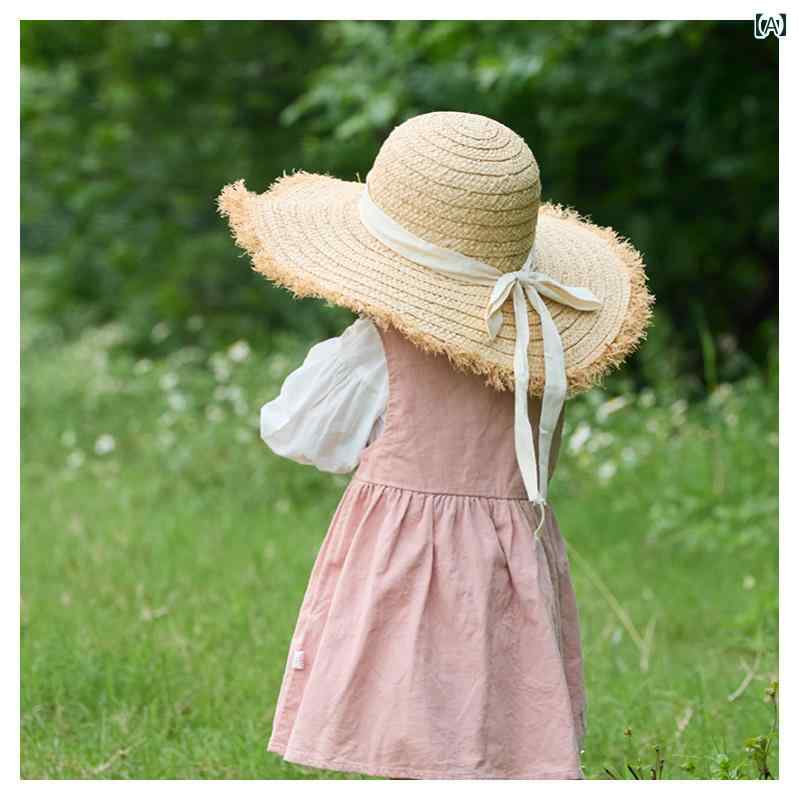 子供用 帽子 麦わら 帽子 夏の 屋外での お出かけに 最適な 子供用 麦わら 帽子、 男の子と 女の子向け..