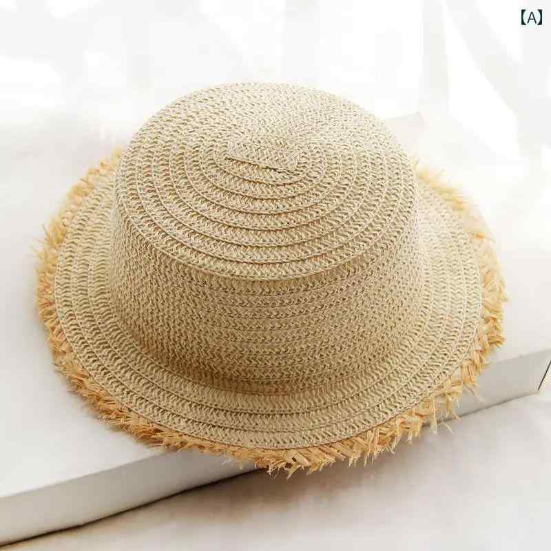 子供用 帽子 麦わら 帽子 男の子と 女の子の ベビー ドーム 麦わら 帽子、 夏の 日焼け 防止 帽子、 屋..