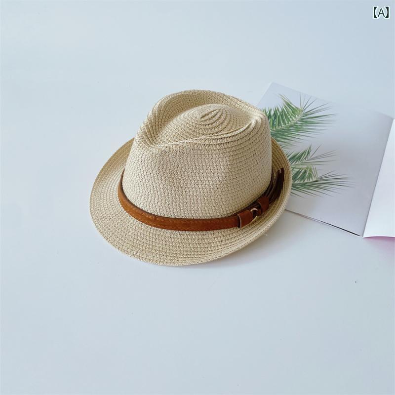 子供用 帽子 麦わら 帽子 男の子用 パナマ 麦わら 帽子、 夏の 旅行、 ビーチ、 日焼け 防止 帽子、 エ..