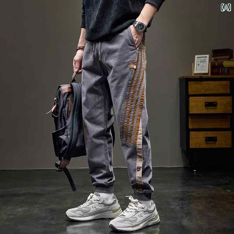 ウエスト ジーンズ メンズ アメリカン ハイ エンド レトロ ストライプ コント ラスト ステッチ オーバ..