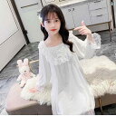 子供用 かわいい パジャマ 春秋 女の子の ナイトドレス 春と 秋 スタイルの モダール パジャマ、 中と 大きい サイズの 子供用 宮殿 スタイルの 長袖 ホーム 服、 女の子の プリンセス ガーゼ スカート