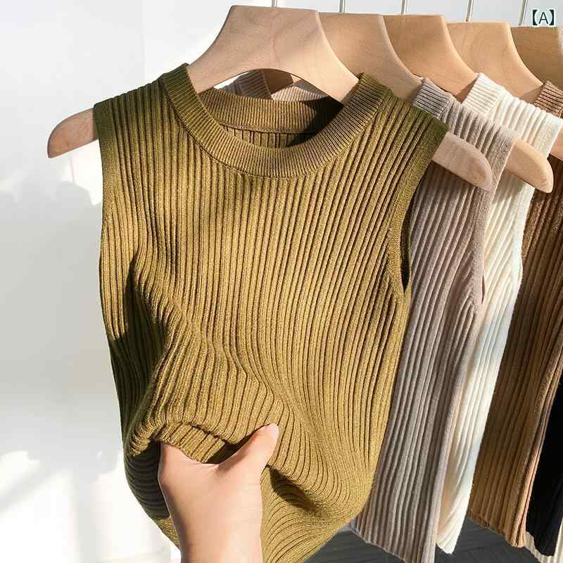 ニットキャミソール ベスト レディース 女性用 テクスチャー ド ニット ベスト 2025 春 夏 スリムフィ..