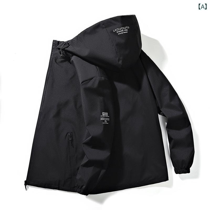 メンズ フード 付き ジッパー 春と 秋の メンズ コート トレンドの 薄手 ユース メンズカジュアル ジャケット 韓国 風 オール マッチ フード 付き メン...