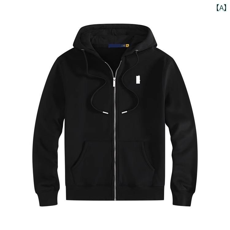 メンズ フード 付き ジッパー メンズ カーディガン スウェットシャツ ピュアコットン スポーツ 秋 服 プラス ベルベット 厚手小 ラベル カジュアル シンプ...