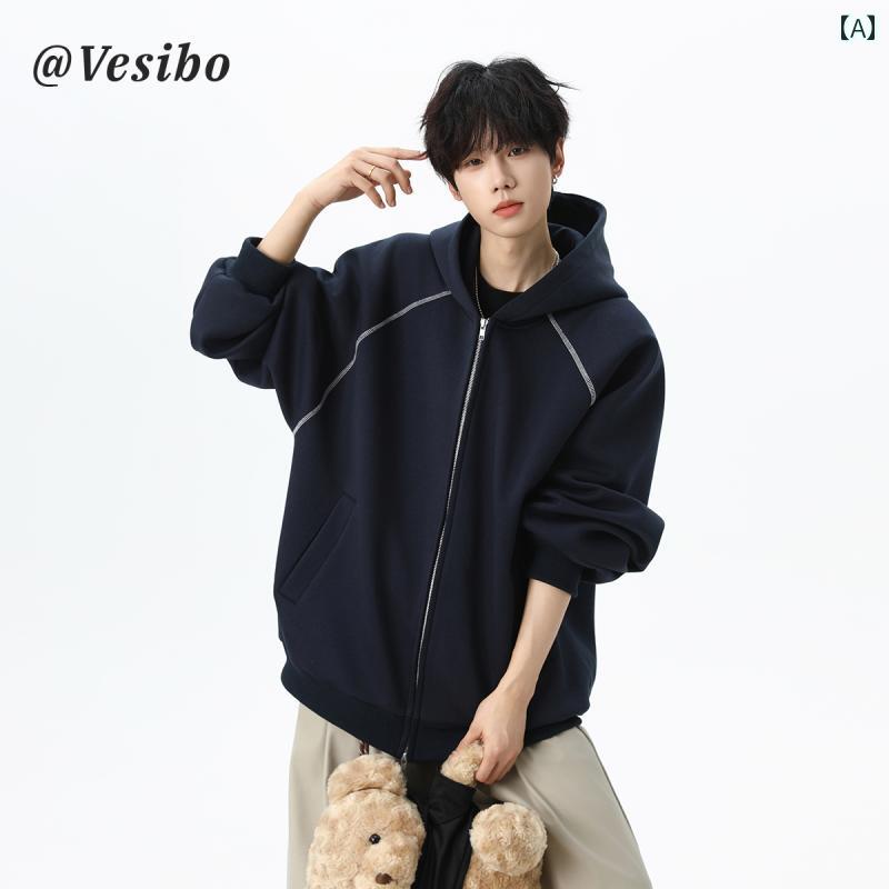 メンズ フード 付き ジッパー ファッション ブランド カーディガンフード 付き スウェットシャツ メン..