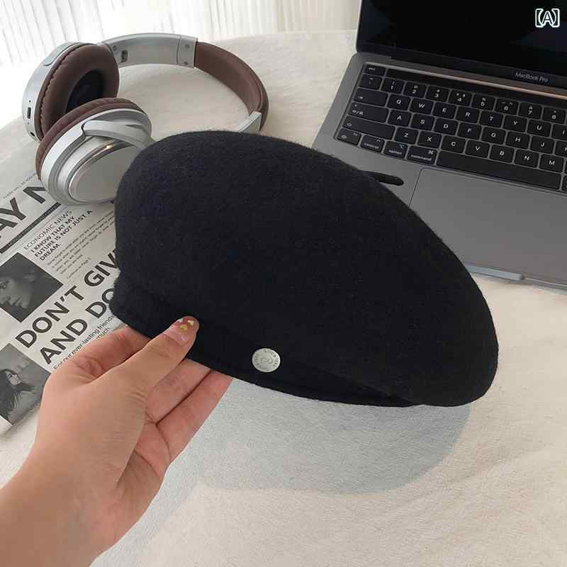 レトロ ベレー 帽 2024新 ウール ベレー 帽 女性の 秋と 冬の 顔 明らかに リトル ベレー 帽 気質 レト..