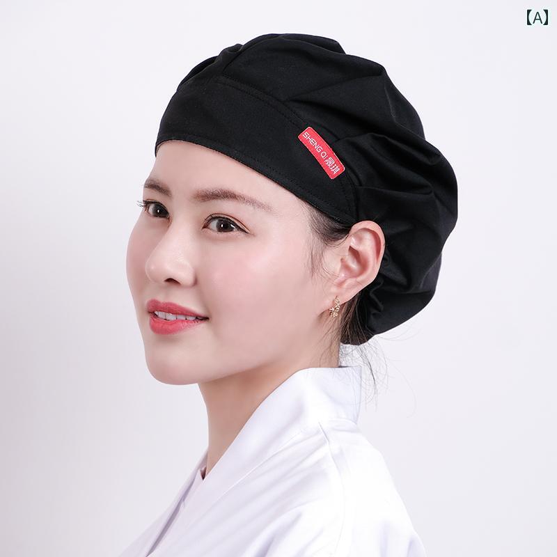 スカーフ 帽子 女性 純 綿製 キッチン 帽子、 女性用 調理用 油煙 防止 ケータリング シェフ 帽子、 脱..