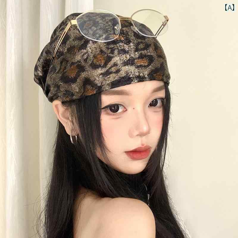 スカーフ 帽子 女性 ミレニア ル 世代の ホット ガール スタイルの ヒョウ 柄 スカーフ 帽子、 女性の ..