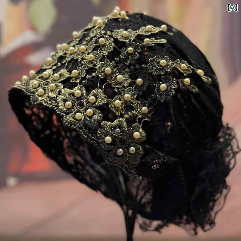 スカーフ 帽子 女性 女性用 帽子 2025年 春 夏 新作 スタイリッシュな レース ターバン 帽子 母親用 ビ..