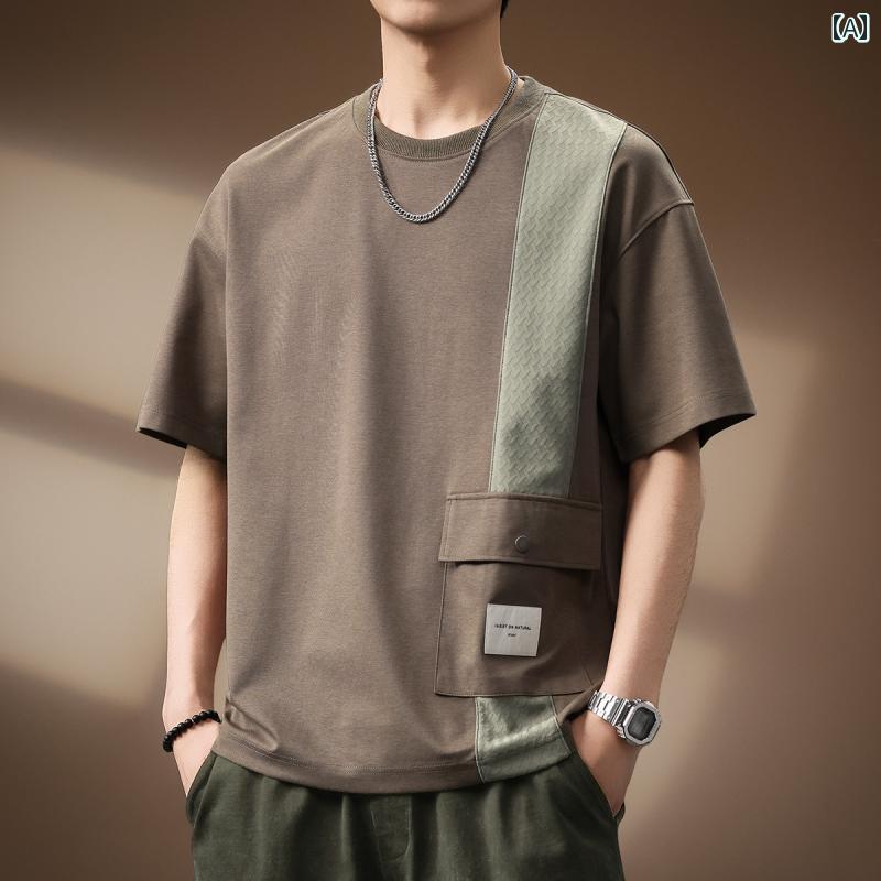 ゆったり 半袖 T シャツ メンズ 高級 リヨセル 混紡の 厚手の 柔らかい もちもち T シャツ メンズ 夏 ..