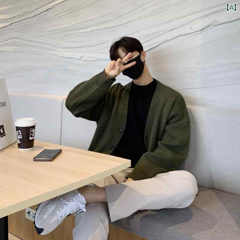 カーディガン メンズ Bishe 秋の新 無地 セーター メンズ 韓国 語 バー ジョン セーター カーディガン..