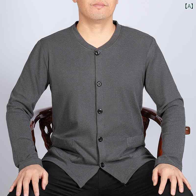 カーディガン メンズ 中高年 男性の 長袖 カーディガン、 ドイツの ベルベットの トップス、 老人、 祖父、お 父さんの ための 春と 秋の 服