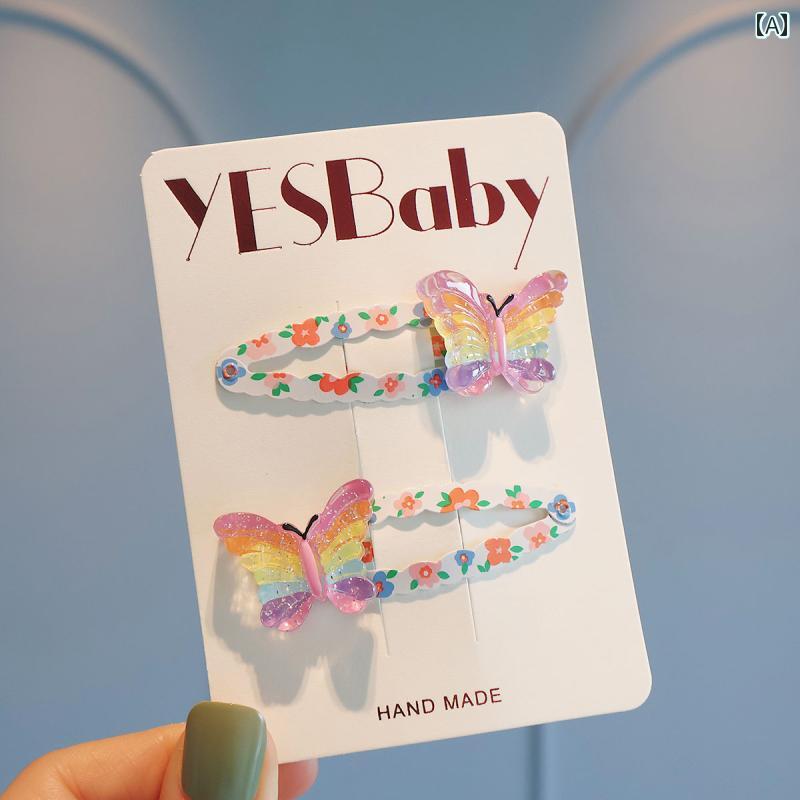 ヘア ピン 女の子用 子供用 かわいい 蝶の 前髪 ヘア ピン BB クリップ小さな 女の子用 プリンセス 漫..