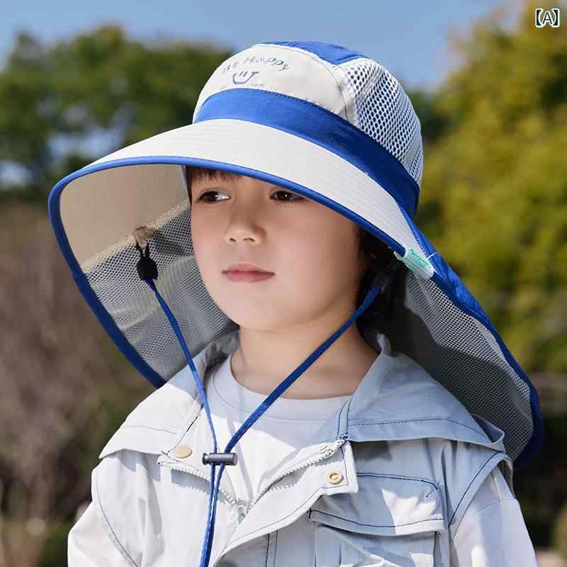 子供用 帽子 子供用 日焼け 止め 帽子 夏用 男の子 女の子用 つば 広 紫外線 対策 薄型 通 気性 アウトドア ショール 漁師 帽子