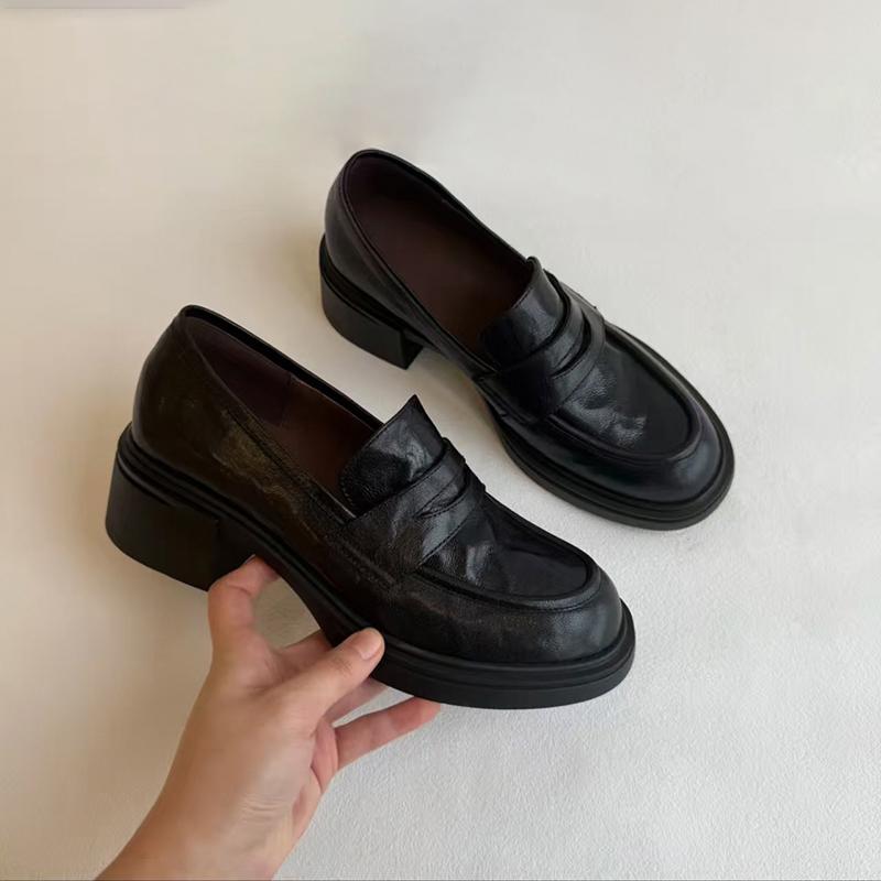 ローファー レディース シューズ 牛 革〜 本 革 ローファー レディース 2025 春秋 厚 底 シングル シューズ 英国 風 厚 底 スリッポン JK 制服小 革靴