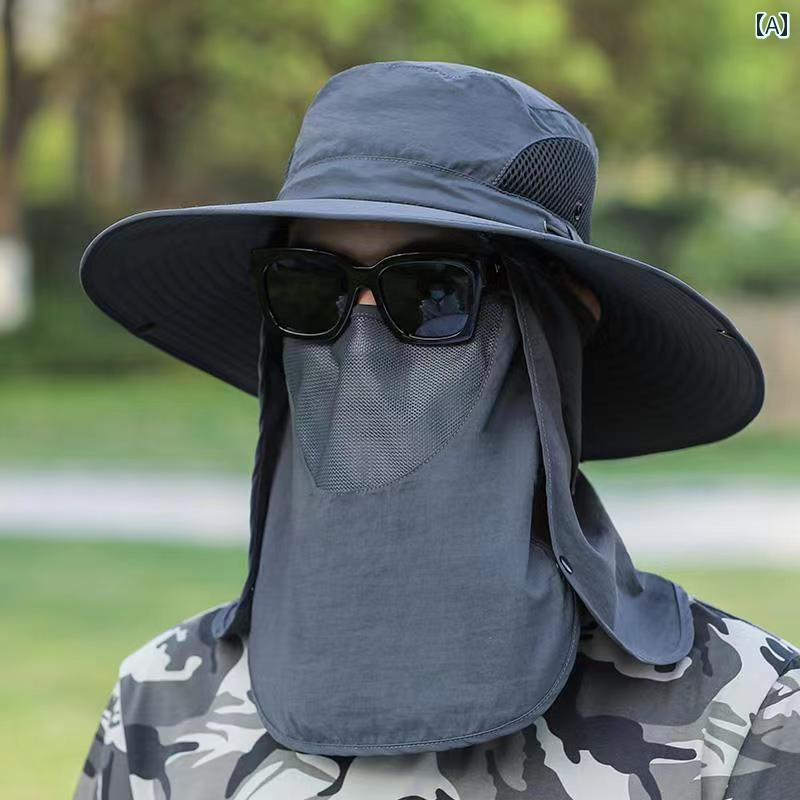 サンハット アウトドア サンハット、 日焼け 防止 フェイスカバー、 サンハット、 アウトドア、 紫外線 防止、 カウボーイ、 フィッシャーマン ハット、 つば 広、 フィッシング ハット、 フル カバー
