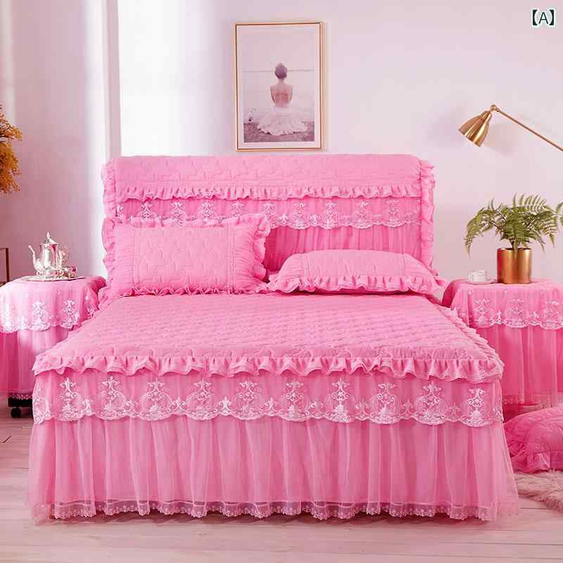 ベッド スカート Xuanyu 韓国 版 プリンセス レース キルティング 厚手 ベッド スカート ワンピース キルティング ベッドスプレッド スカート スタイル 滑り止め ベッド カバー 1 . 8 m ベッド シーツ