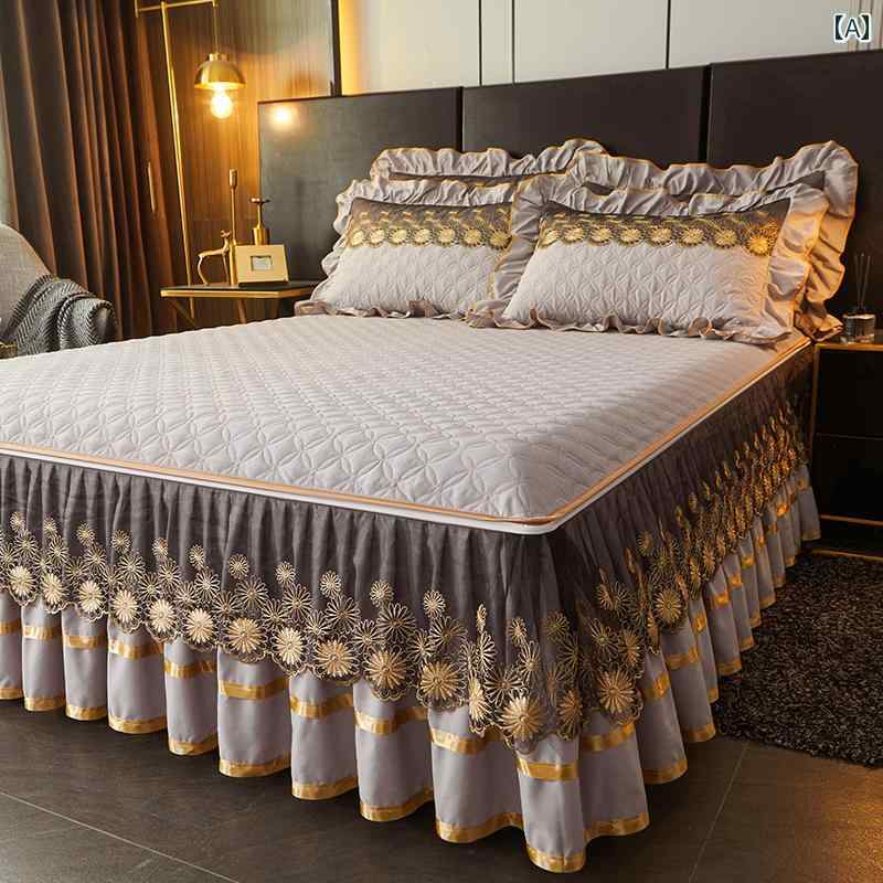 ベッド スカート フィットシーツ ベッド スカート 高級 軽量 高級 ツー イン ワン ベッドスプレッド シングル シーツ 四季 通用 ベッド カバー スカート 付き ベッド エプロン