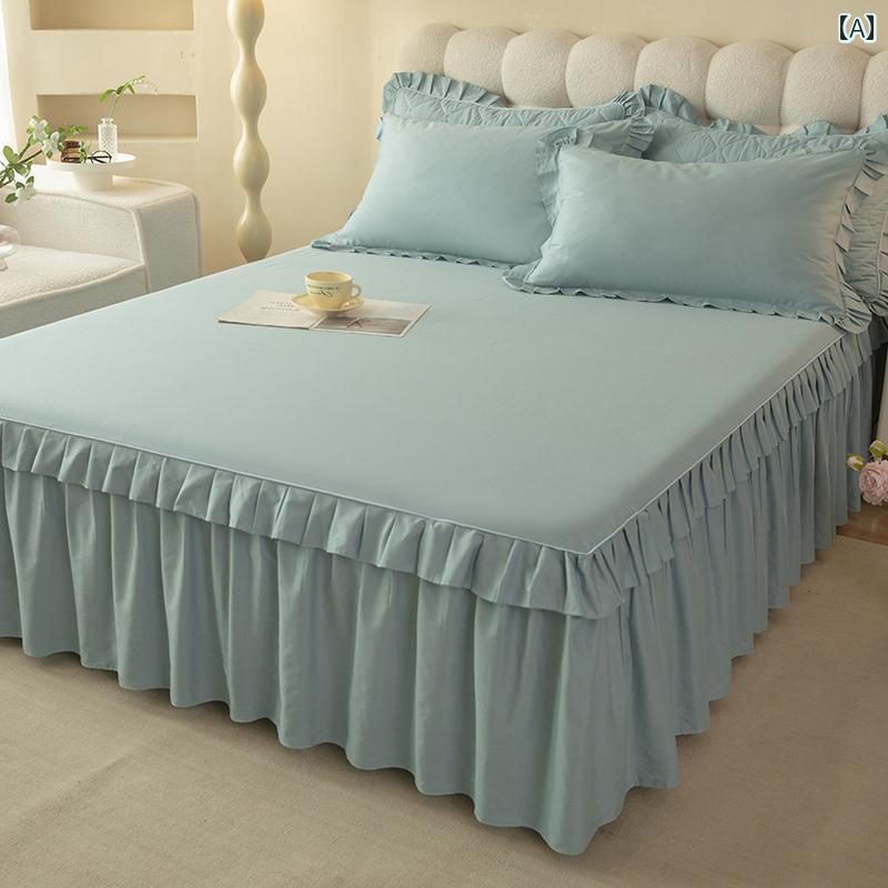 ベッド スカート プリンセス スタイルの コットン ベッド スカート ワンピース 純 綿 2024 新しい 醜い 裾の ベッドスプレッド シングル ベルト スカート マットレス カバー 夏