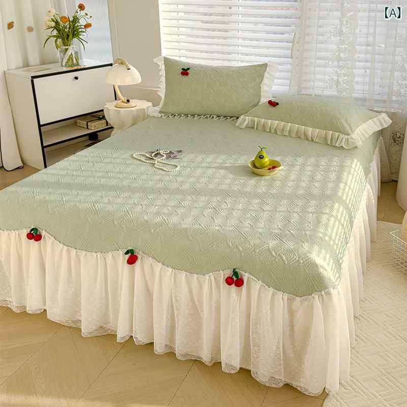 ベッド スカート プリンセス 風 ひんやり 感 アイス ビーン ベッド スカート タイプ マット 3点 セット..