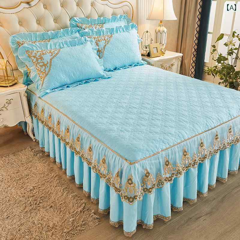 ベッド スカート コットン ベッド スカート 3点 セット キルティング 厚手 純 綿 ベッドスプレッド シ..