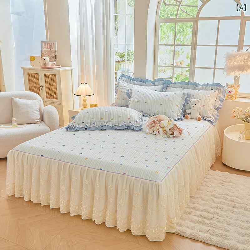ベッド スカート 新しい 綿の 二 重 糸の ベッド スカート カバー 厚手の ベッドスプレッド 純 綿の ベ..