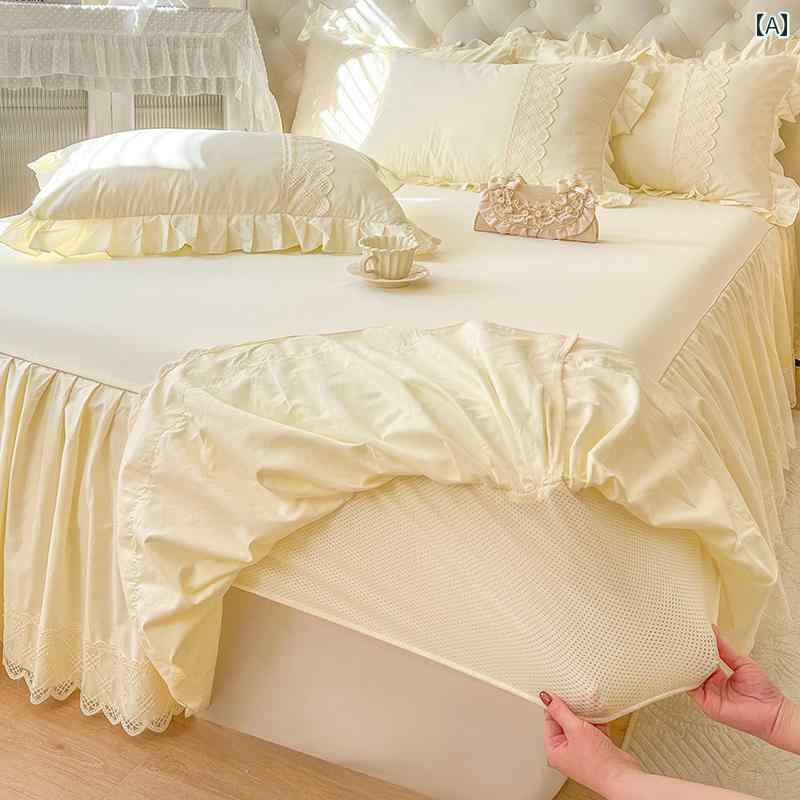 ベッド スカート コットン ベッド スカート ワンピース 純 綿 フィットシーツ、 醜い 裾を カバー する..