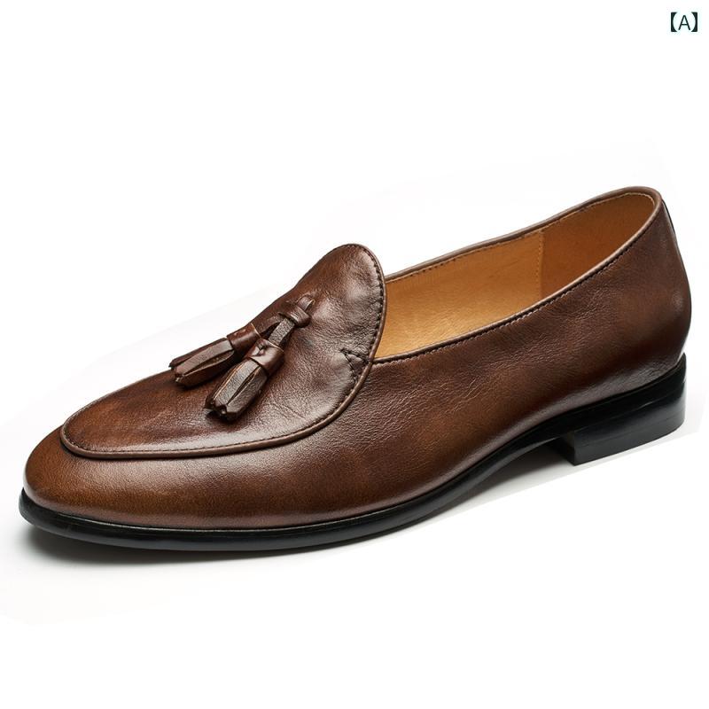 ローファー メンズ シューズ エレガント 紳士 ブリ ティッシュ カジュアル タッセル ローファー メンズ本 革 スリッポン トレンディ トゥ ポインテッドトゥ ペニー シューズ