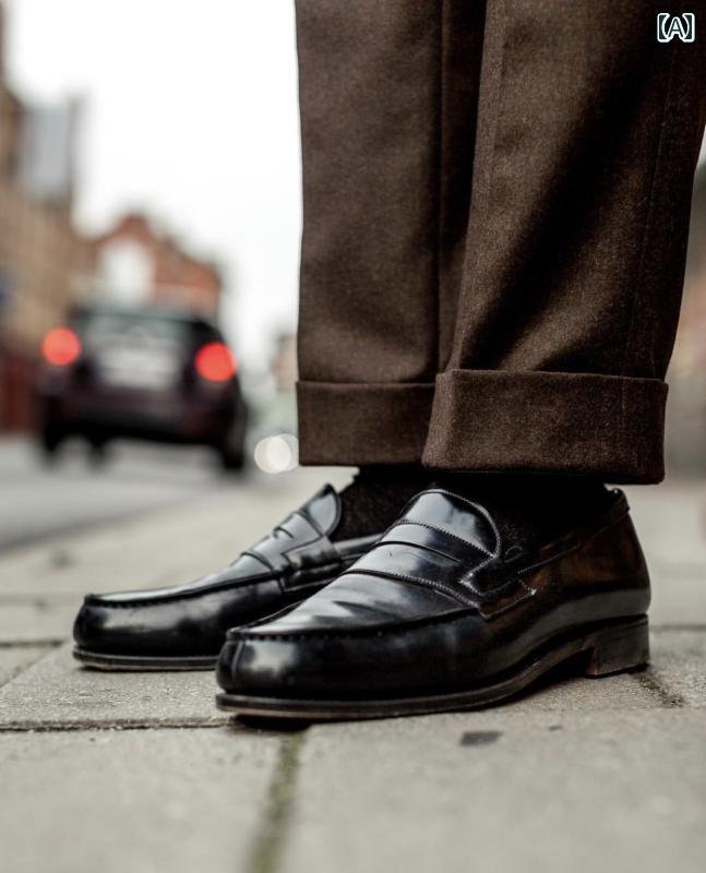 ローファー メンズ シューズ 牛 革 メンズ ローファー、 メンズ サマー ハンドメイド メンズシューズ、 スリッポン、 レイジー カジュアル シューズ、 英国 風 レトロ ビジネス スーツ