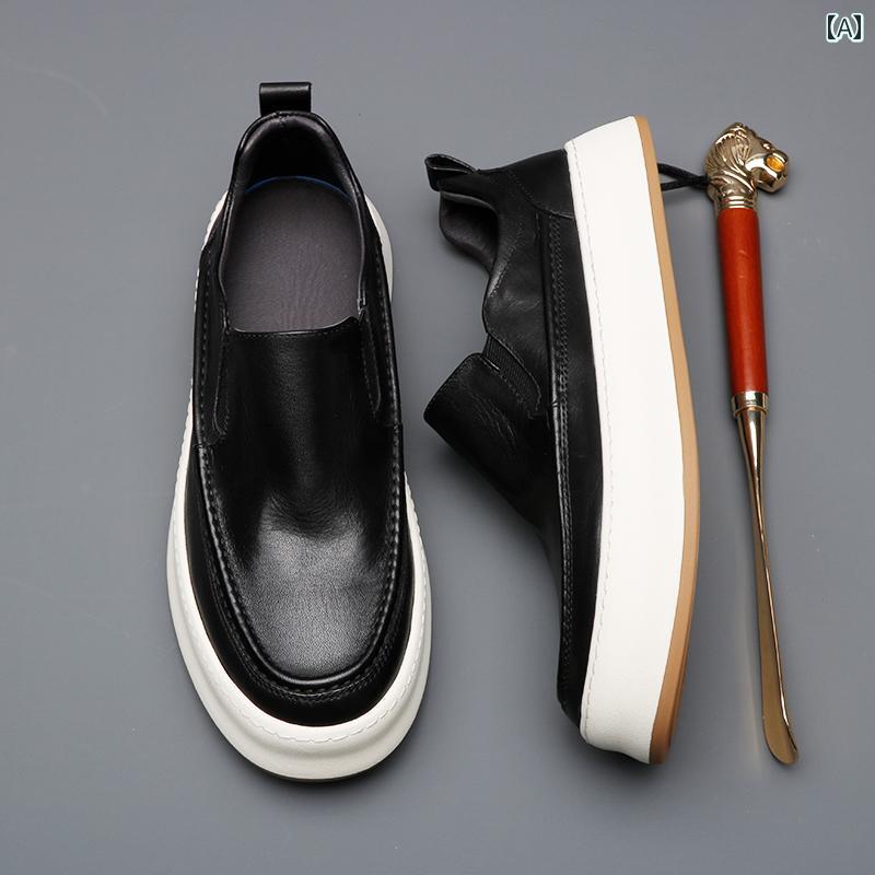 ローファー メンズ シューズ 広 州 夏 馬 革 ウォッシュ レトロ ワン ステップ 通 気性 メンズシューズ 英国 スタイル ローファー本 革 多 用途 カジュアル シューズ