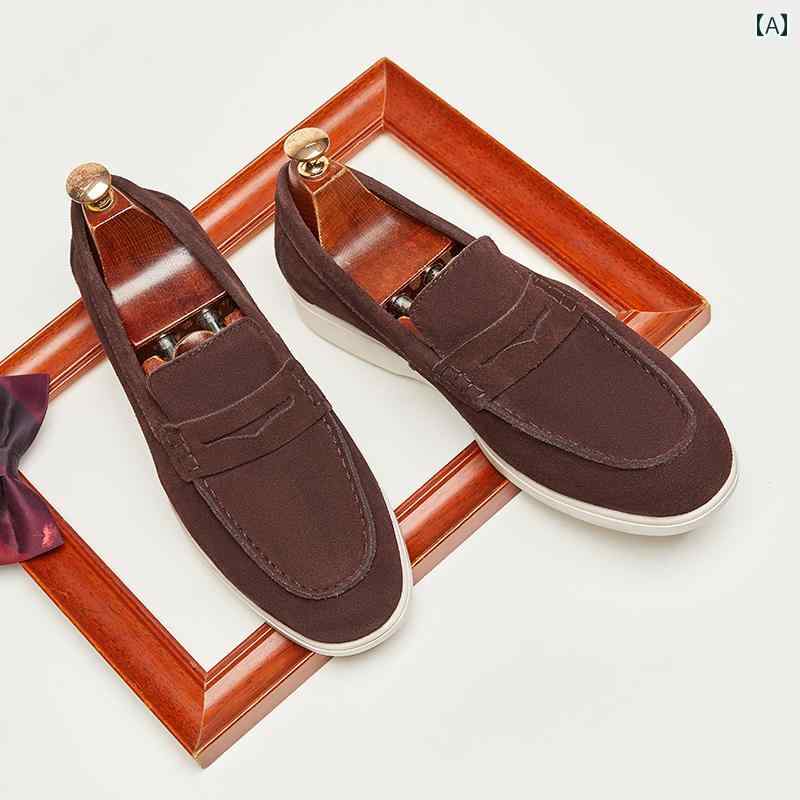 ローファー メンズ シューズ 夏用 英国 風 スリッポン フロスト 牛 スエード ローファー メンズ本 革 スエード スリッポン カジュアル ローファー