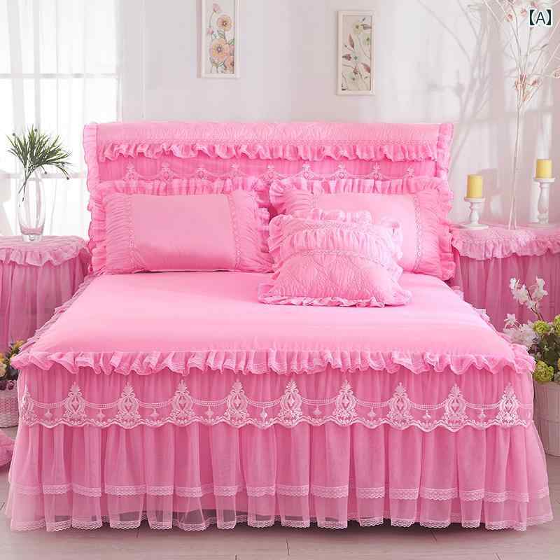 ベッド スカート 韓国 風 レース プリンセス ベッド スカート ベッドスプレッド シングル ベッド カバ..