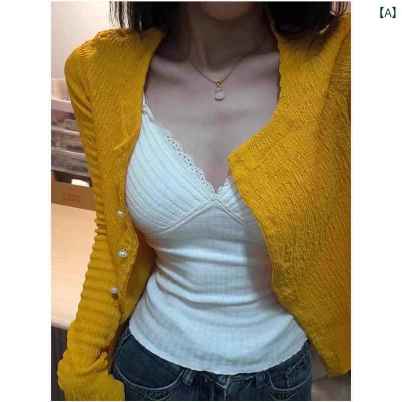 キャミソール フレンチレース 胸 パッド 付き キャミソール レディース ショート BM 風 インナーウェア..