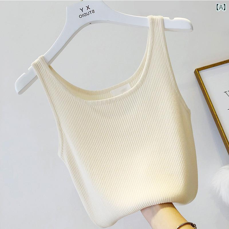 キャミソール フレンチシックな ニットキャミソールの レディース サマー スーツ、 背中が 美しい アイ..