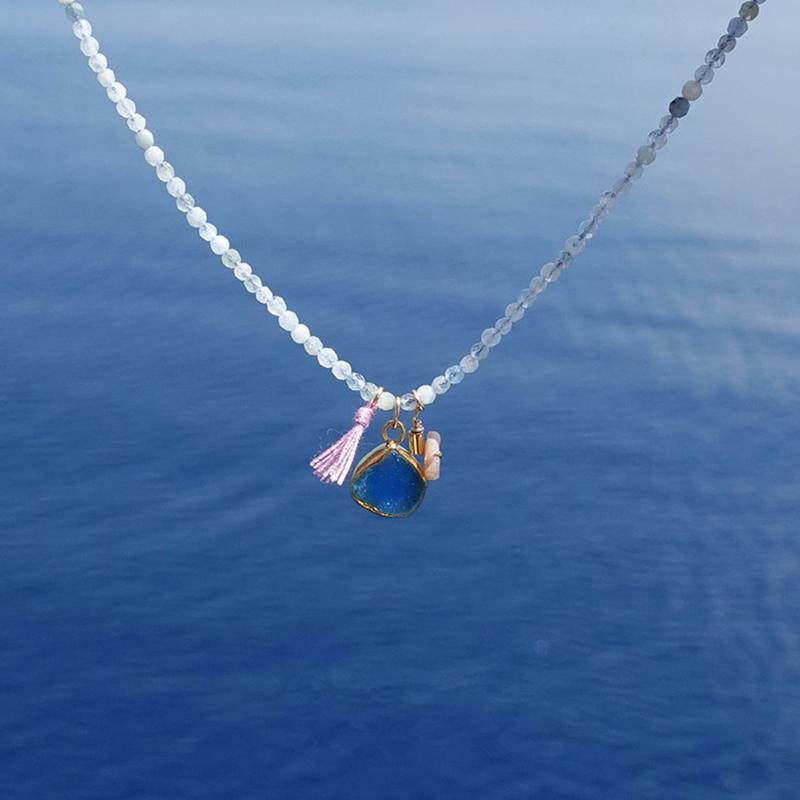 トルマリン 女性用 天然 ファセット アクア マリン超 薄型 ネックレス、 スピネル 鎖骨 ネックレス、 軽い 贅沢、 シンプルで ファッショナブルな スタッキ...