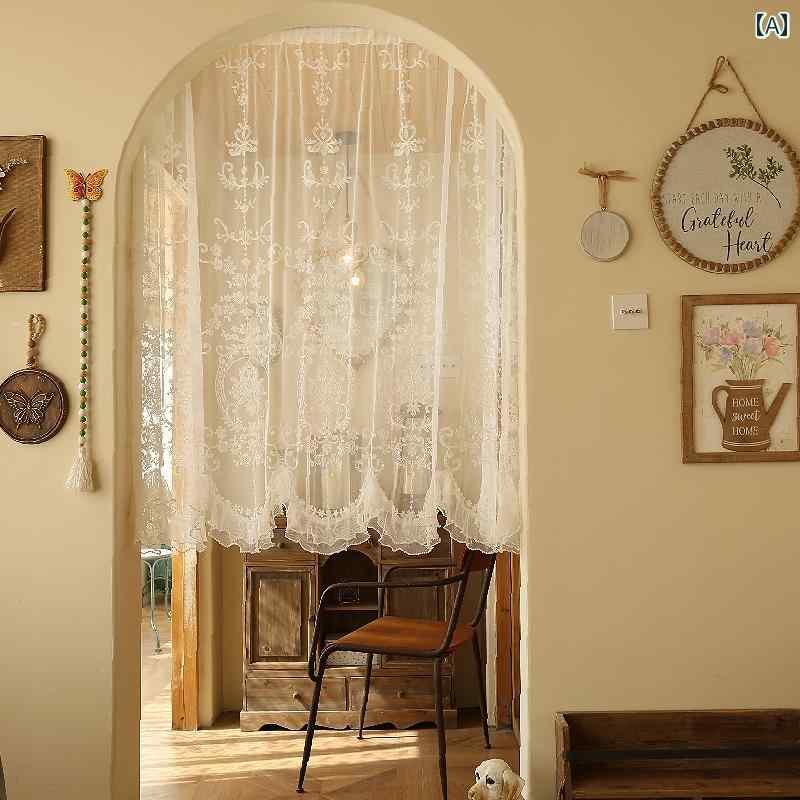 ハーフ カーテン カスタマイズ された フレンチ レトロ レース ドア カーテン マナー クラシック ガー..