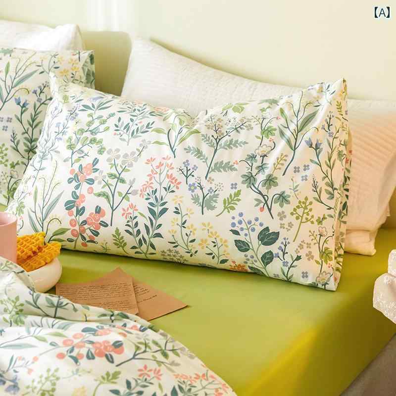 枕 カバー [ 孟 谷 梅家 ]小さな 新鮮な 田園 風 純 綿 枕 カバー シングル 綿 枕 カバー ペア 48 * 74..