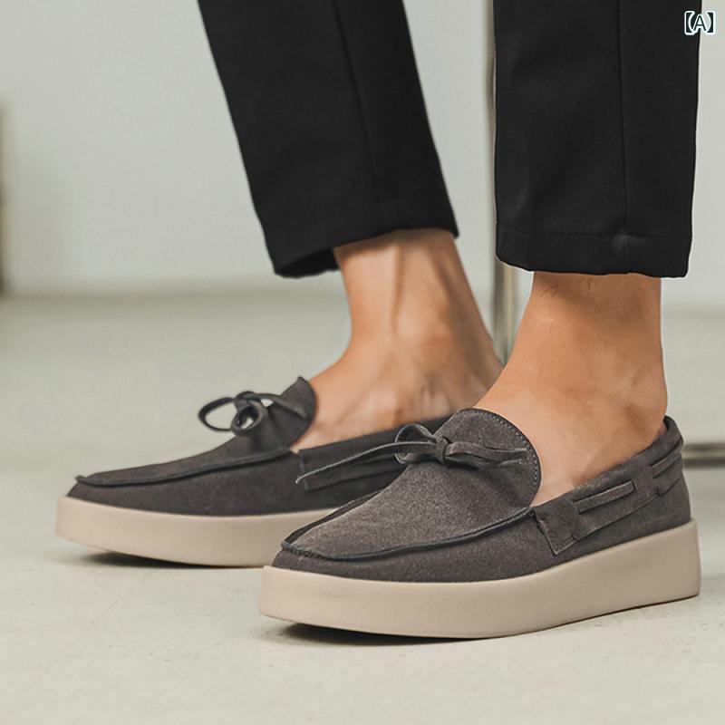 ローファー メンズ シューズ メンズ レザー スリッポン シューズ、 英国 風 ボート シューズ、 フランス 風 フェイクスエード、 ハイ エンド カジュアル、 ヴィンテージ 風 ローファー