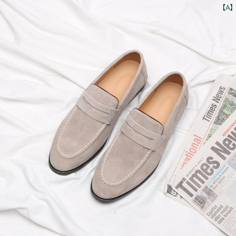 ローファー メンズ シューズ 尖った 革靴、 秋の メンズ トレンドの スリッポン ローファー、本 革、 ..