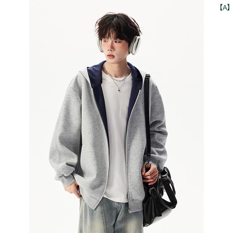 パーカー ハイ ストリート アメリカン ヘビーウェイト カジュアル スウェットシャツ ジャケット、 男女..