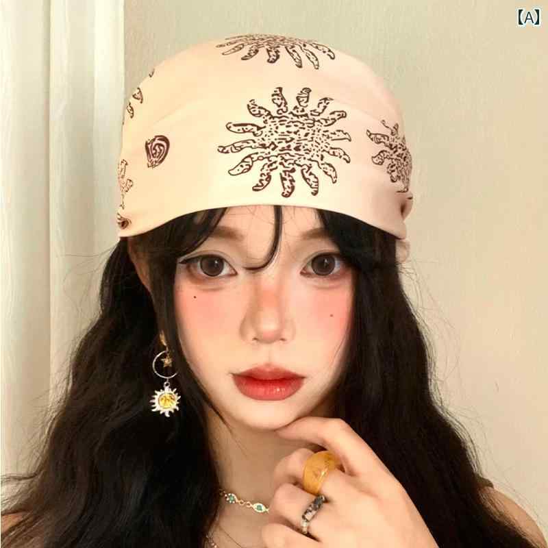 ヘア スカーフ シーブリーズ ひまわり 柄 ヘッド スカーフ レディース 薄手 アメリカン レトロ ハイ エ..