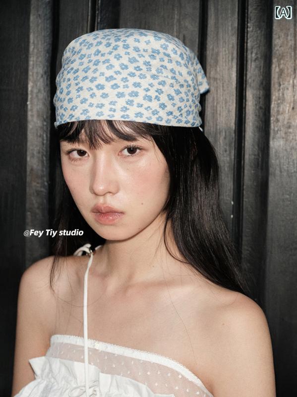 ヘア スカーフ feytiy スーパー ソフトコットン＆ リネン ブルー スモール ファファ ヘッド スカーフ キャップ スモール スクエア スカーフ 女性用 ヘア タイ スカーフ 多 機能