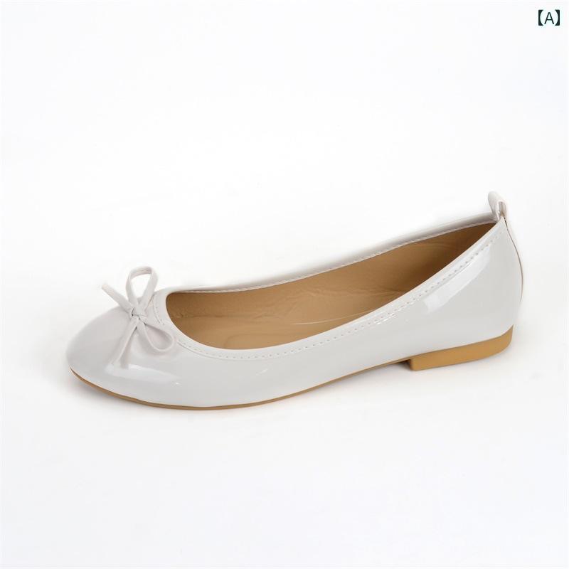 ダンス シューズ バレエ シューズ ラウンドトゥ 無地 フラット シューズ ソフトレザー 春 夏 リボン カジュアル ブラック レディースシューズ レディースシューズ
