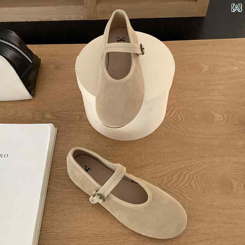 ダンス シューズ 本 革 バレエ フラット 底 浅口 ソフト ファット フィート ワイド ファット フロスト レザー ワン ストラップ フレンチ グランマ シングル シューズ レディース 新品